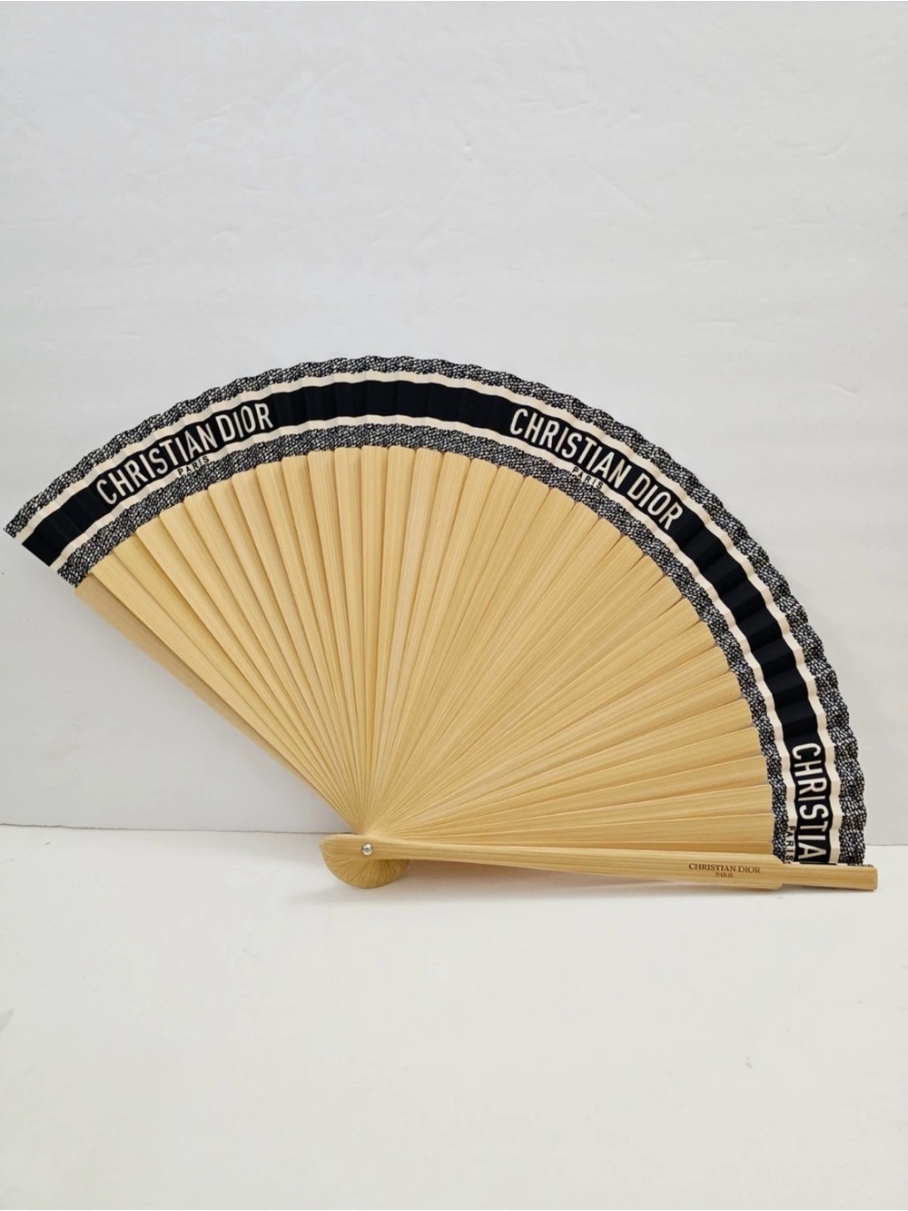 Dior Diorivera folding fan in Navy and Beige with Logo